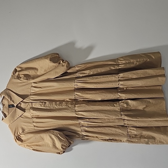 Zara Dresses & Skirts - Zara Puff Button-Down Mini Dress Size‎ M